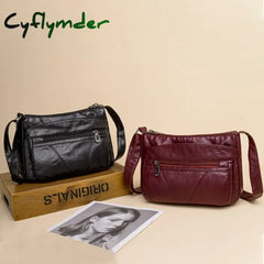 Cyflymder Vintage Women Handbag Purse Pu Leather Shoulder Bag Pockets Crossbody Luxury Bags For