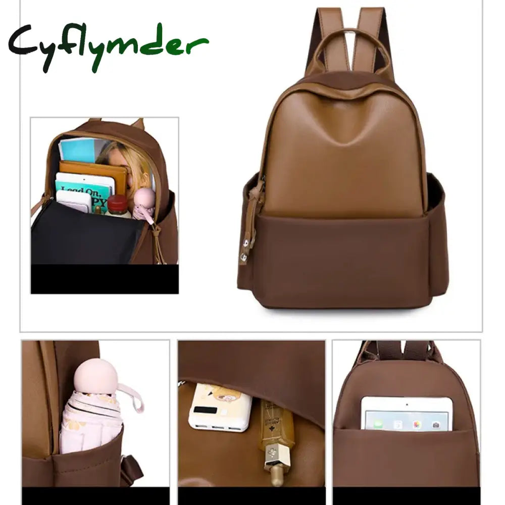 Cyflymder Vintage Women Leather Backpack Fashion Ladies Travel Backpacks School Bags For Girls New