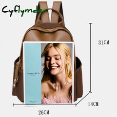 Cyflymder Vintage Women Leather Backpack Fashion Ladies Travel Backpacks School Bags For Girls New