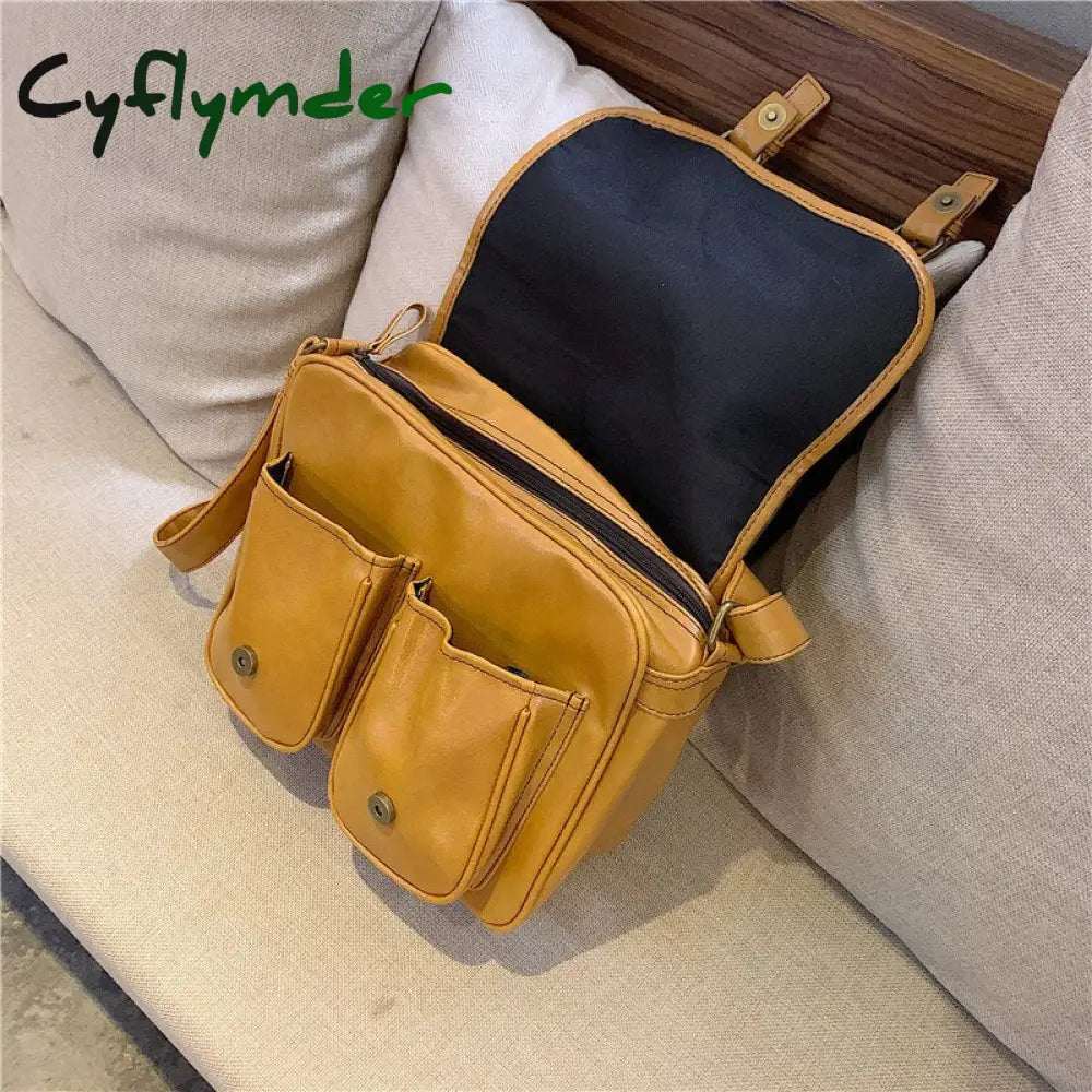 Cyflymder Vintage Women Messenger Bag Large Capacity Oil Wax Leather Female Shoulder Ladies