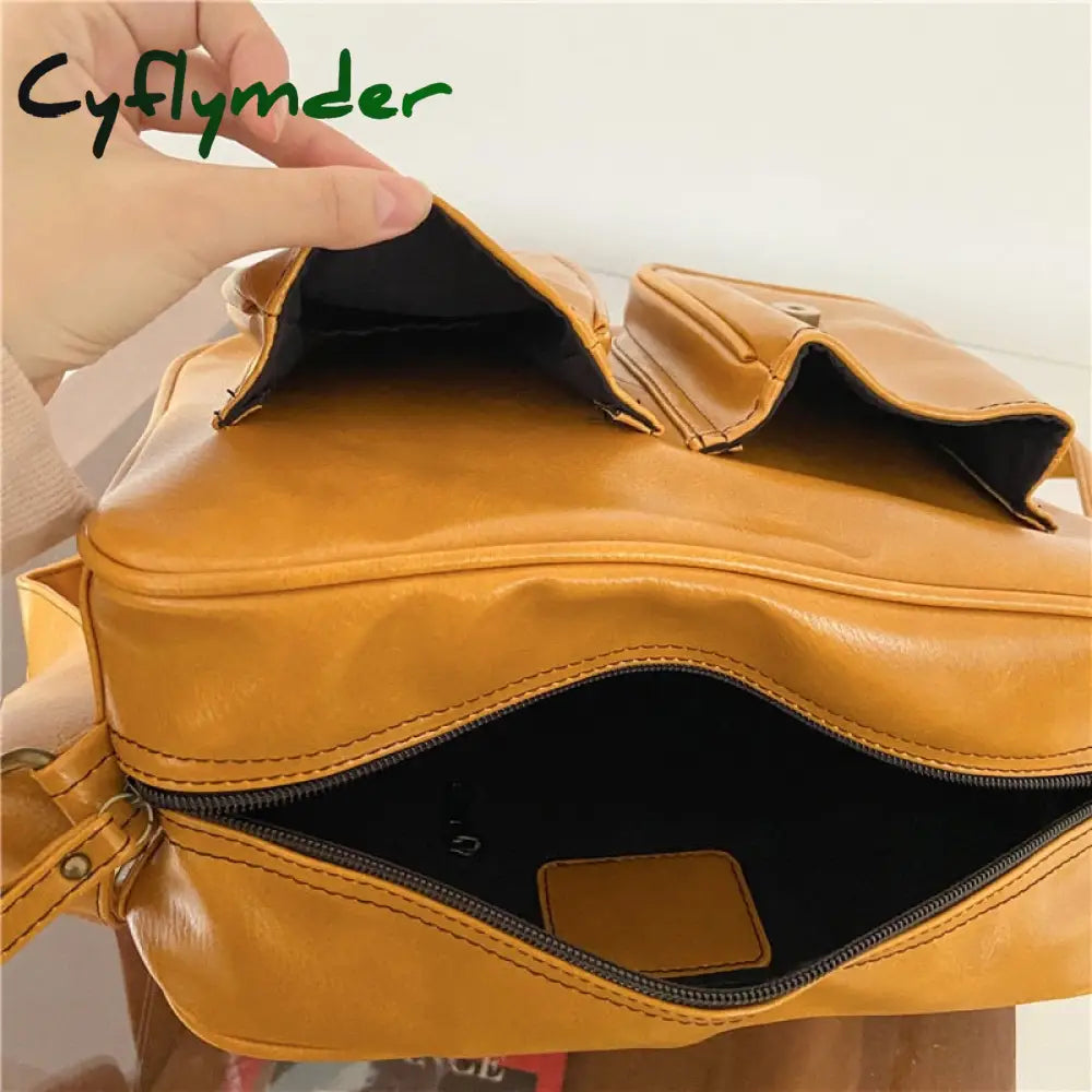 Cyflymder Vintage Women Messenger Bag Large Capacity Oil Wax Leather Female Shoulder Ladies