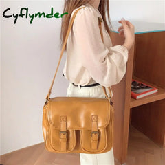 Cyflymder Vintage Women Messenger Bag Large Capacity Oil Wax Leather Female Shoulder Ladies