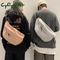 Waist Packs Large Capacity Solid Unisex Couples Leisure Chest Fanny Bag Shoulder Cross Body Retro Street Harajuku Nylon Bags BF