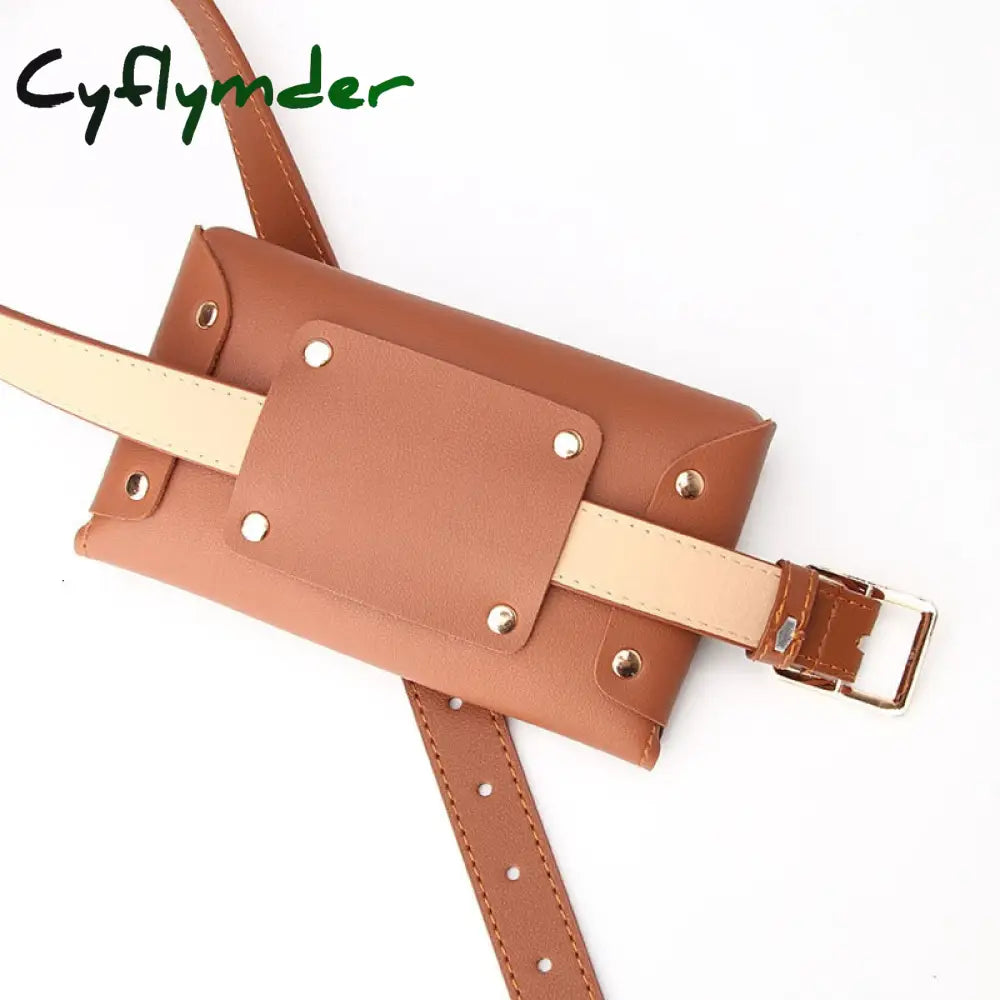 Cyflymder Waist Packs Women Leather Pu Adjustable Belt Bag Pack Wallet Phone Pouch Ladies