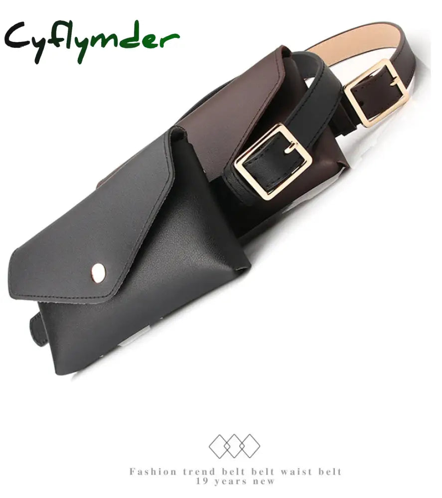 Cyflymder Waist Packs Women Leather Pu Adjustable Belt Bag Pack Wallet Phone Pouch Ladies