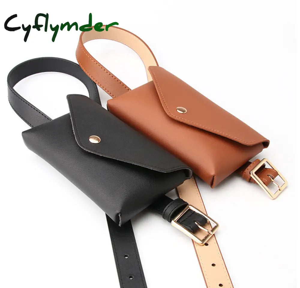 Cyflymder Waist Packs Women Leather Pu Adjustable Belt Bag Pack Wallet Phone Pouch Ladies