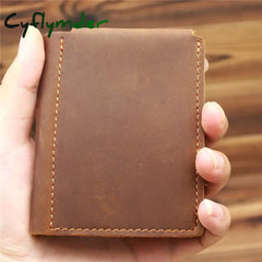 Cyflymder Wallet For Men Boy Husband Genuine Cowhide Leather Wallets Purse Vintage Retro Simple