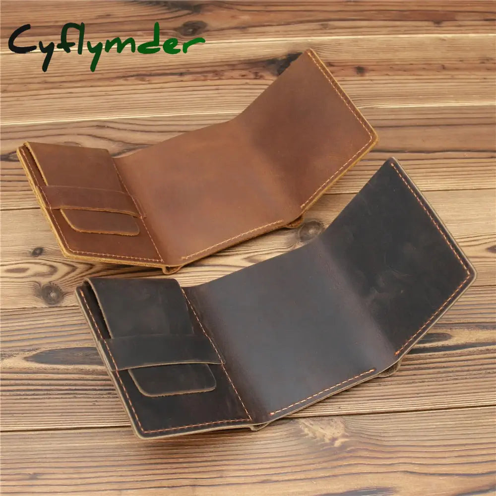 Cyflymder Wallet For Men Boy Husband Genuine Cowhide Leather Wallets Purse Vintage Retro Simple