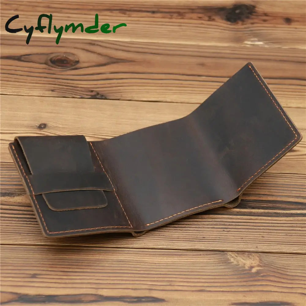 Cyflymder Wallet For Men Boy Husband Genuine Cowhide Leather Wallets Purse Vintage Retro Simple