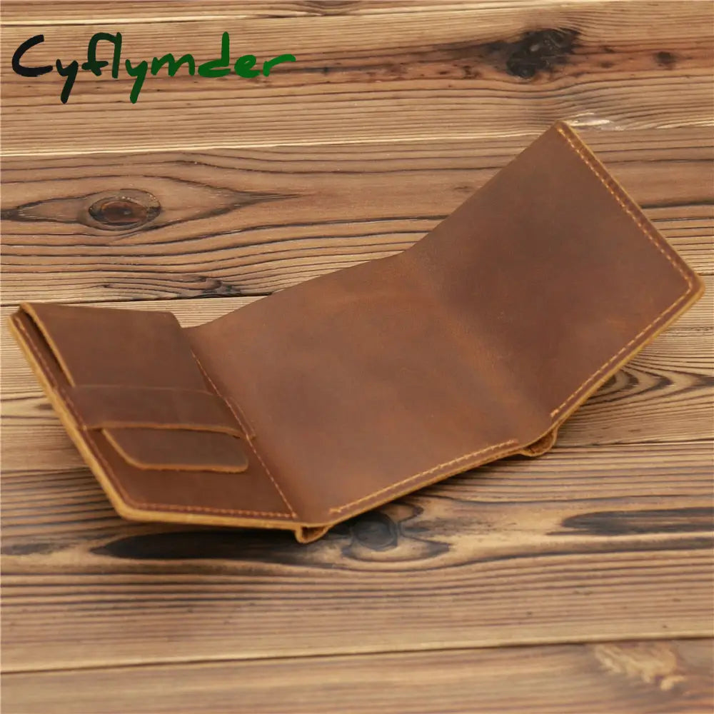 Cyflymder Wallet For Men Boy Husband Genuine Cowhide Leather Wallets Purse Vintage Retro Simple