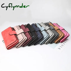 Cyflymder Wallet Women Leather Casual Wallets Luxury Card Holder Clutch Bag Zipper Pocket Hasp