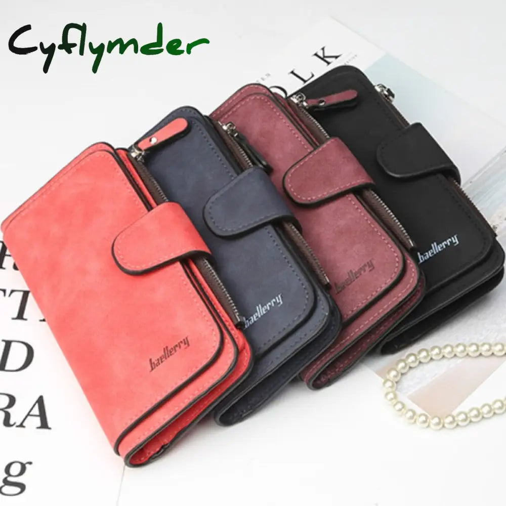 Cyflymder Wallet Women Leather Luxury Card Holder Clutch Casual Wallets Zipper Pocket Hasp Ladies