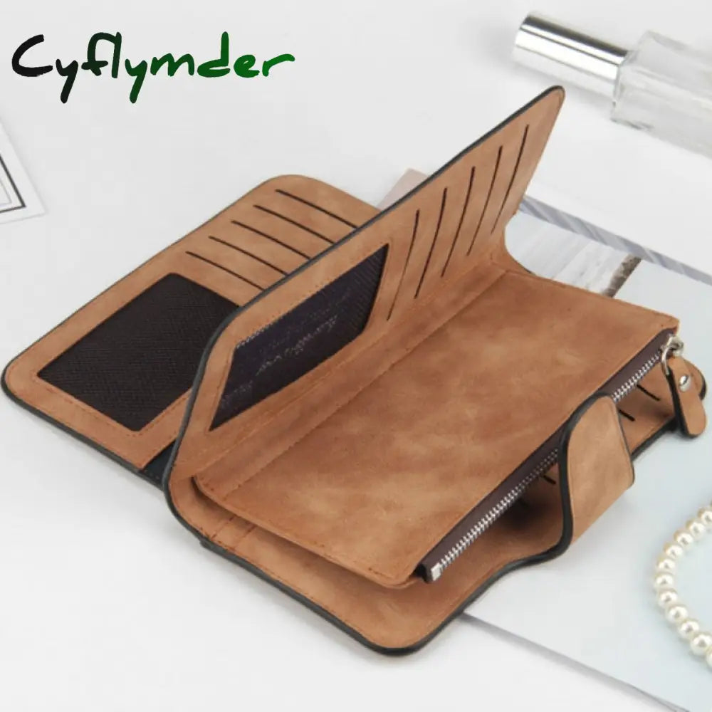 Cyflymder Wallet Women Leather Luxury Card Holder Clutch Casual Wallets Zipper Pocket Hasp Ladies