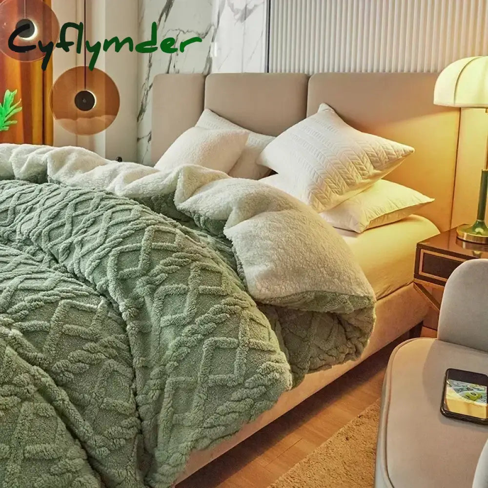Cyflymder Warmth Duvet Cover Dual Use Blanket Artificial Cashmere Warm Winter Blanket Soft Cozy Fleece Quilt Cover