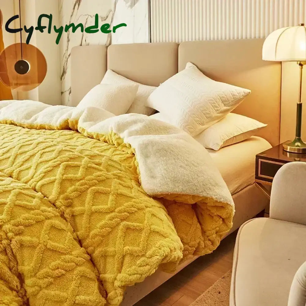 Cyflymder Warmth Duvet Cover Dual Use Blanket Artificial Cashmere Warm Winter Blanket Soft Cozy Fleece Quilt Cover
