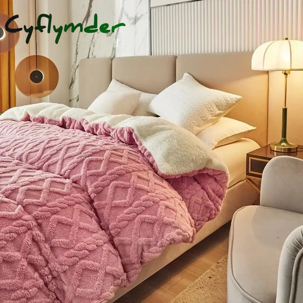 Cyflymder Warmth Duvet Cover Dual Use Blanket Artificial Cashmere Warm Winter Blanket Soft Cozy Fleece Quilt Cover