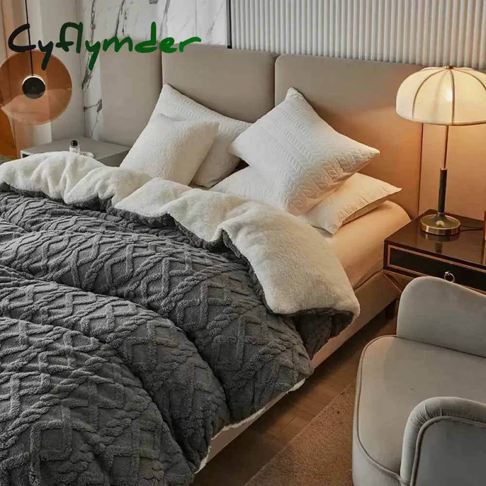 Cyflymder Warmth Duvet Cover Dual Use Blanket Artificial Cashmere Warm Winter Blanket Soft Cozy Fleece Quilt Cover