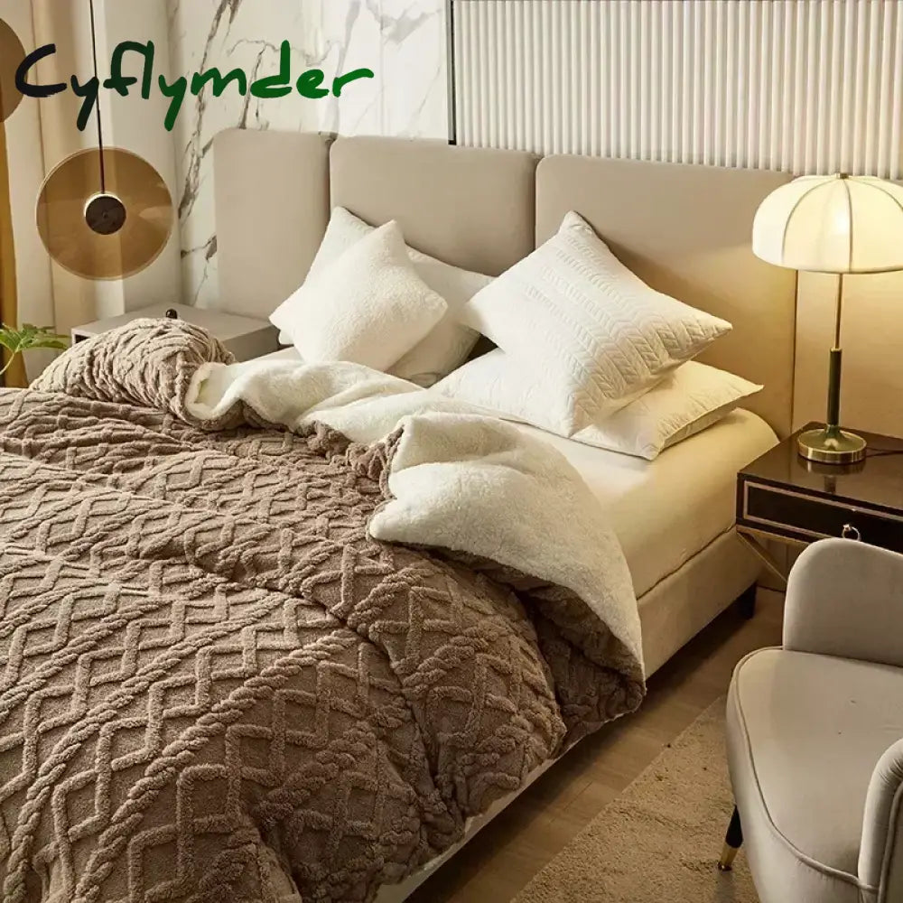 Cyflymder Warmth Duvet Cover Dual Use Blanket Artificial Cashmere Warm Winter Blanket Soft Cozy Fleece Quilt Cover