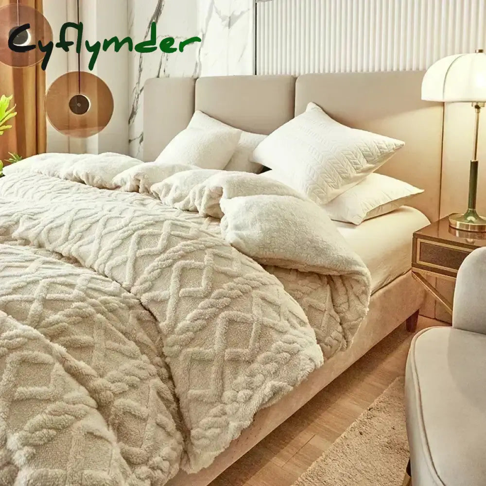 Cyflymder Warmth Duvet Cover Dual Use Blanket Artificial Cashmere Warm Winter Blanket Soft Cozy Fleece Quilt Cover