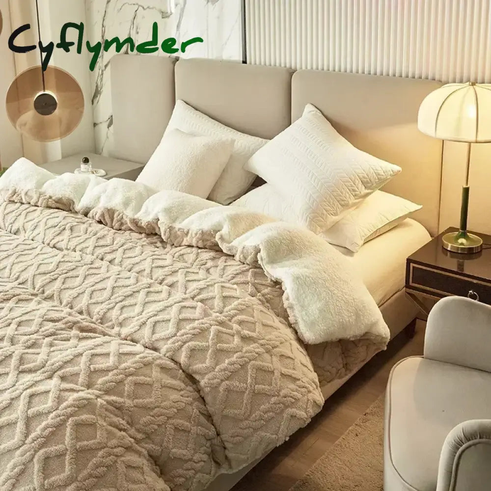 Cyflymder Warmth Duvet Cover Dual Use Blanket Artificial Cashmere Warm Winter Blanket Soft Cozy Fleece Quilt Cover