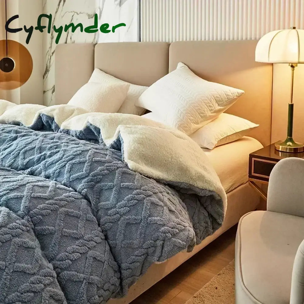 Cyflymder Warmth Duvet Cover Dual Use Blanket Artificial Cashmere Warm Winter Blanket Soft Cozy Fleece Quilt Cover
