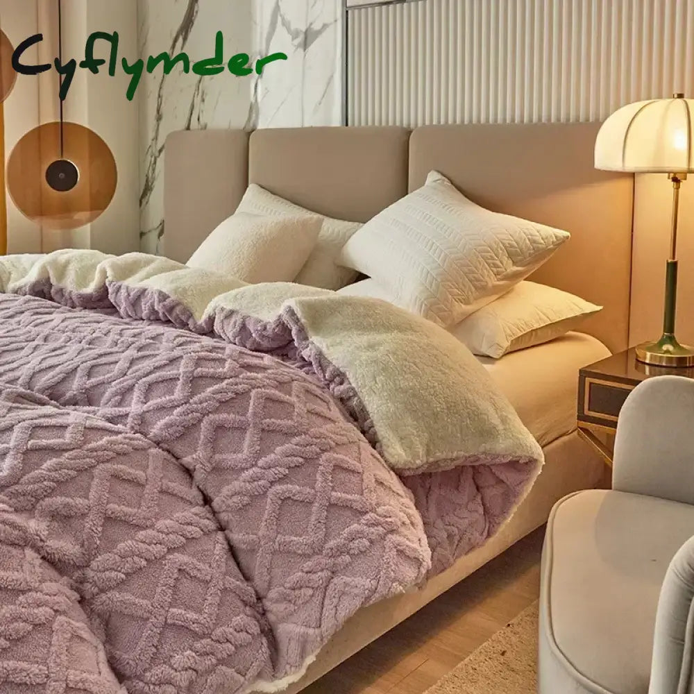 Cyflymder Warmth Duvet Cover Dual Use Blanket Artificial Cashmere Warm Winter Blanket Soft Cozy Fleece Quilt Cover