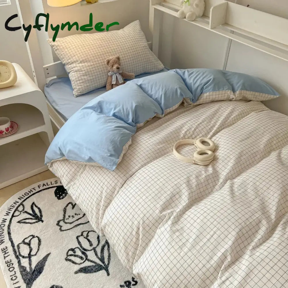 Cyflymder Wash Cotton Bedding Set Duvet Cover Pillowcases Bed Sheet Set Soft Comforter Cover Bed Linens Set Queen King