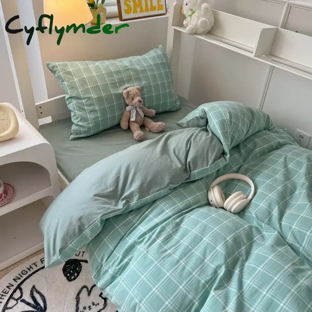 Cyflymder Wash Cotton Bedding Set Duvet Cover Pillowcases Bed Sheet Set Soft Comforter Cover Bed Linens Set Queen King