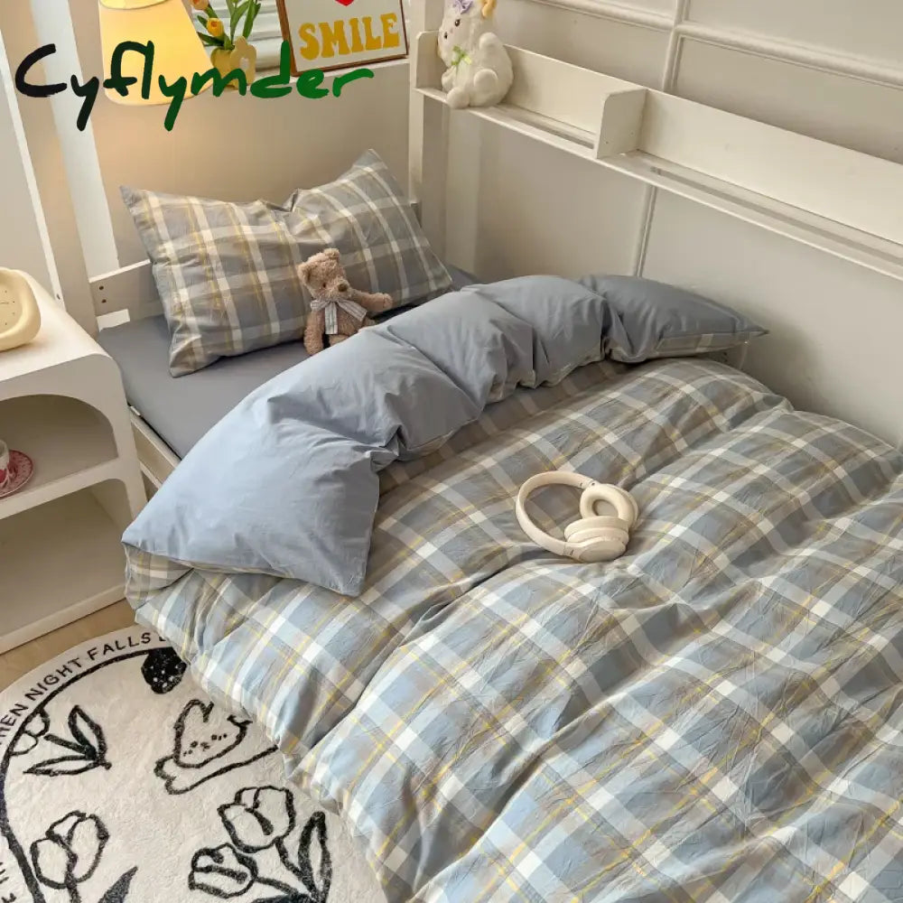 Cyflymder Wash Cotton Bedding Set Duvet Cover Pillowcases Bed Sheet Set Soft Comforter Cover Bed Linens Set Queen King