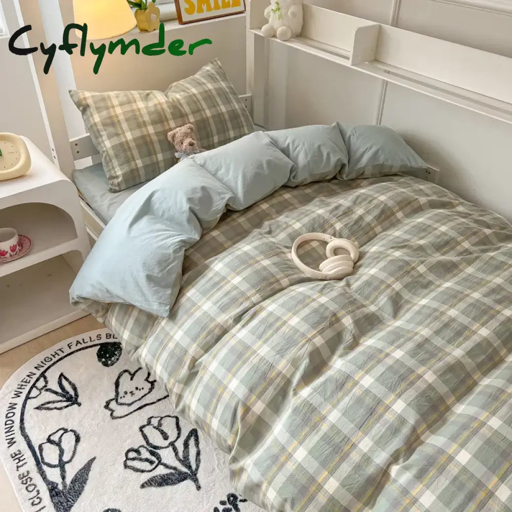 Cyflymder Wash Cotton Bedding Set Duvet Cover Pillowcases Bed Sheet Set Soft Comforter Cover Bed Linens Set Queen King