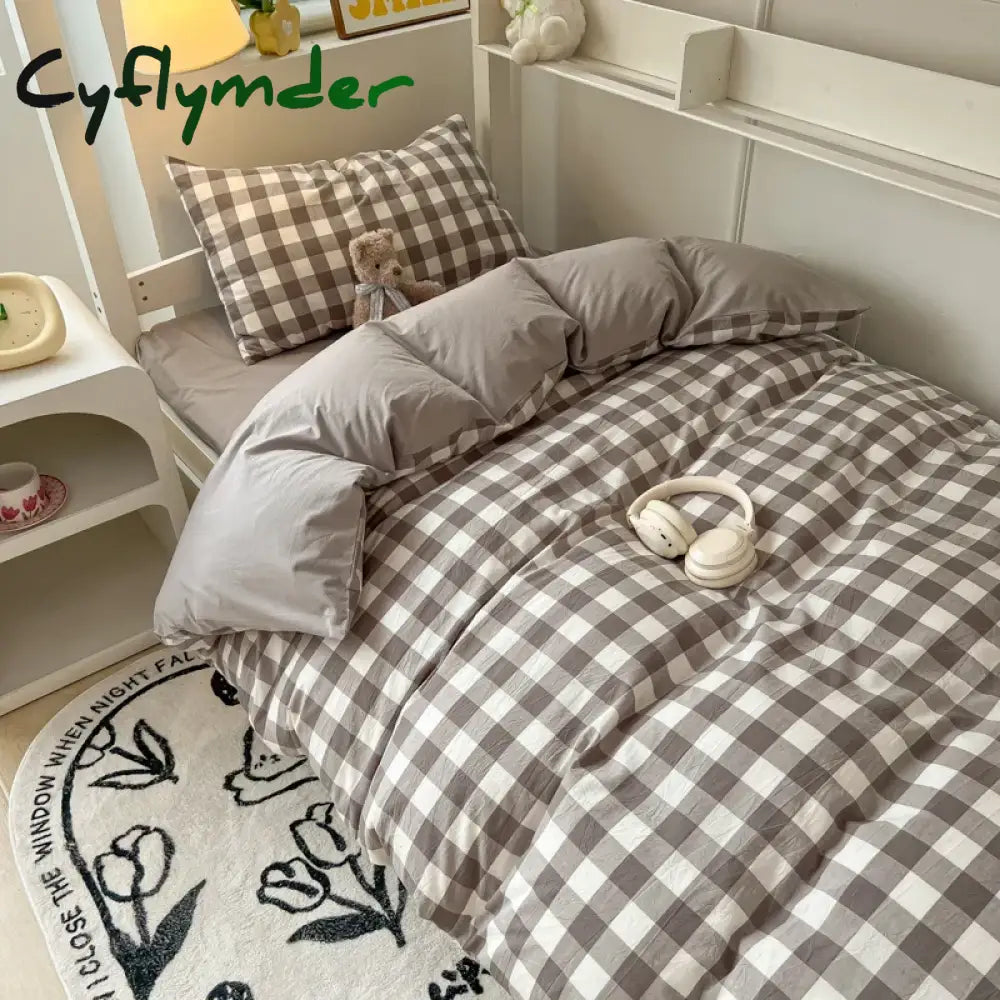 Cyflymder Wash Cotton Bedding Set Duvet Cover Pillowcases Bed Sheet Set Soft Comforter Cover Bed Linens Set Queen King