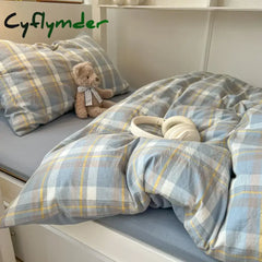 Cyflymder Wash Cotton Bedding Set Duvet Cover Pillowcases Bed Sheet Set Soft Comforter Cover Bed Linens Set Queen King