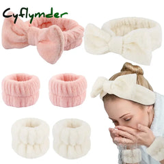 Cyflymder Wash Face Headbands For Women Coral Fleece Hair Bands Cuff Waterproof Absorbent