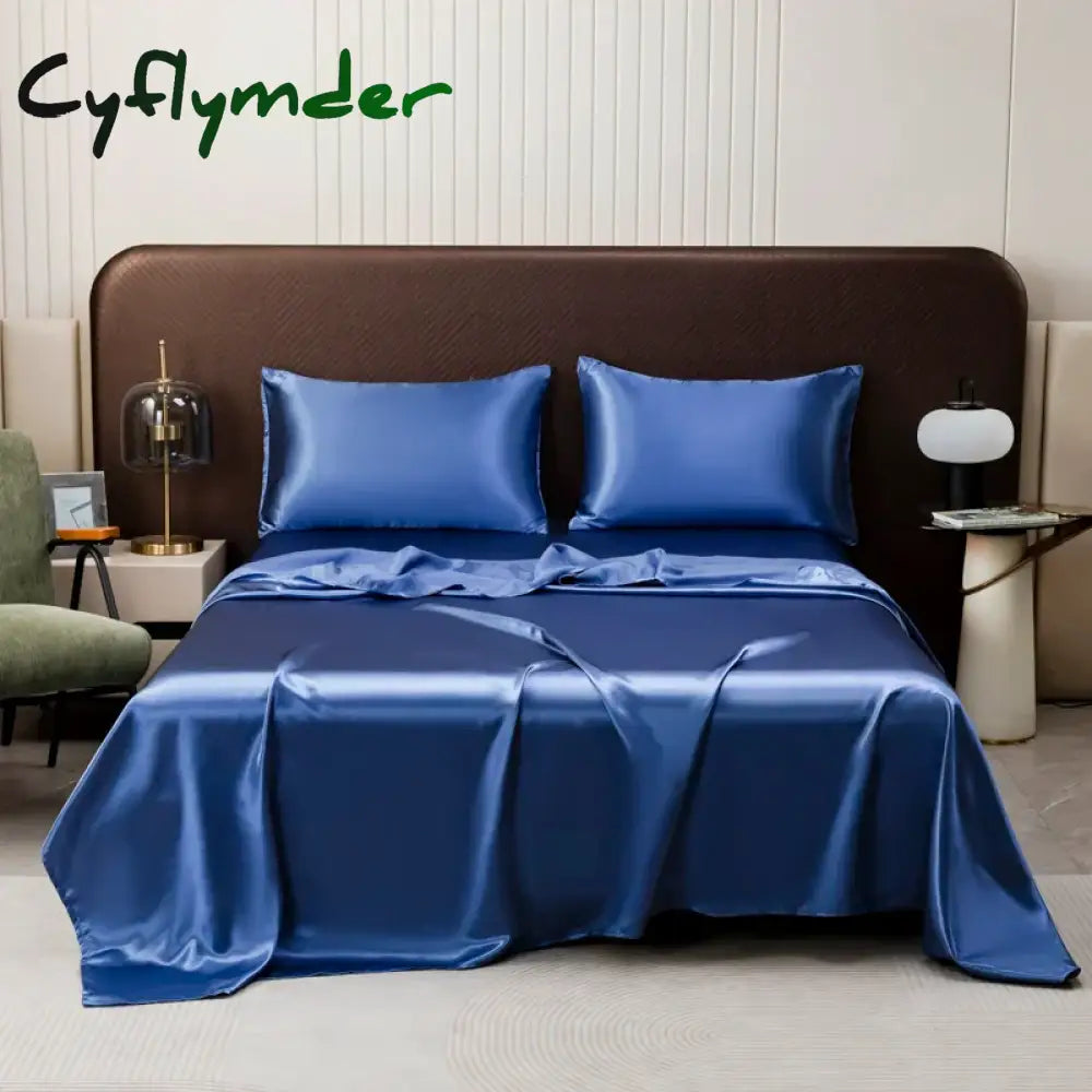 Cyflymder Washable Ice Silk Mattress Protector Dustproof Sheet Bedding Bed Linen Luxury Silky Champagne Flat Sheet