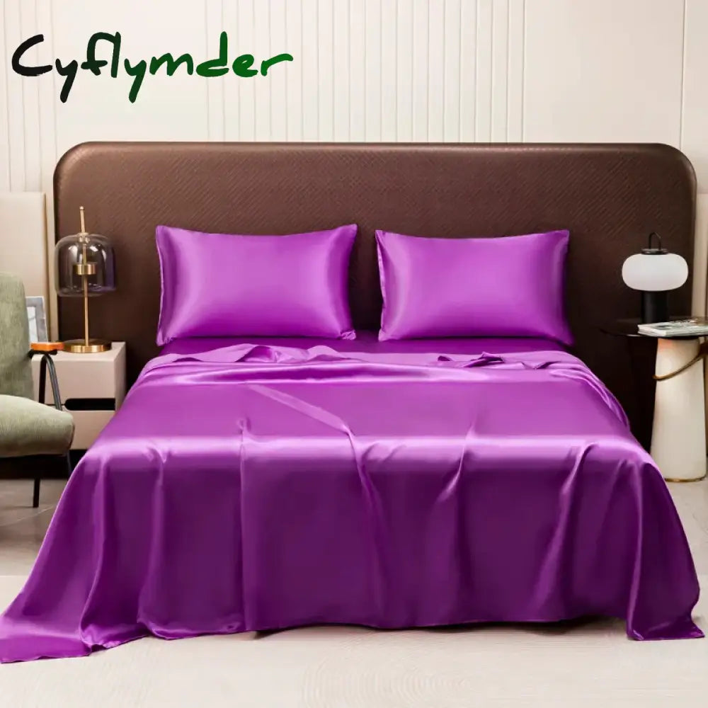 Cyflymder Washable Ice Silk Mattress Protector Dustproof Sheet Bedding Bed Linen Luxury Silky Champagne Flat Sheet