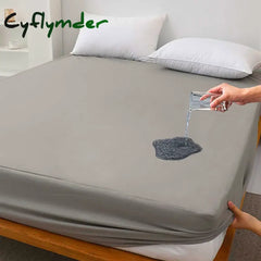 Cyflymder Waterproof Bed Fitted Sheet Soft Breathable Mattress cover Grey Queen/King/Twin/Full