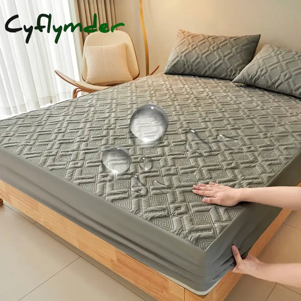 Cyflymder Waterproof Bed Sheet Quilted Throw Mattress Cover for Winter Elastic Fitted Sheet Protector Full Queen King