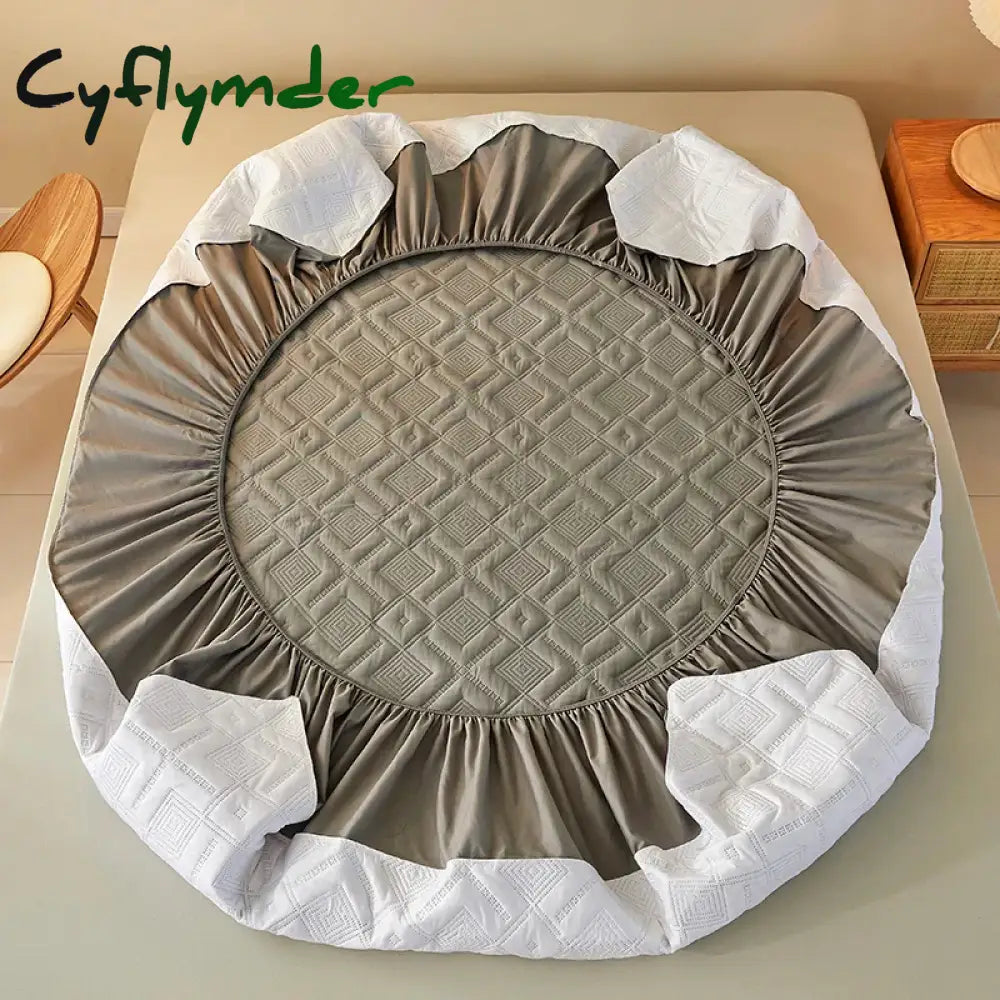 Cyflymder Waterproof Bed Sheet Quilted Throw Mattress Cover for Winter Elastic Fitted Sheet Protector Full Queen King