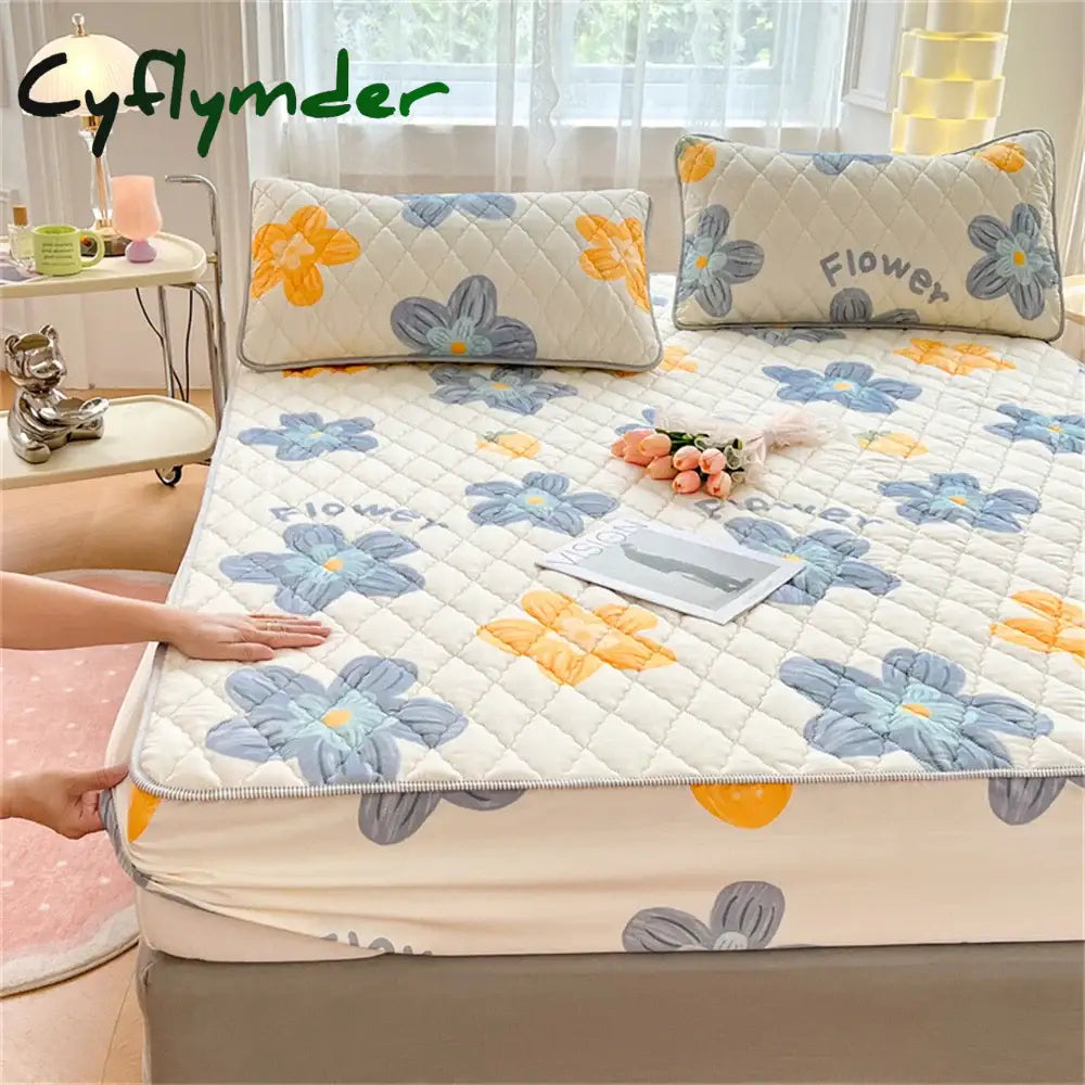 Cyflymder Waterproof Fitted Sheet Non-slip Winter Warm Mattress Cover Protector Bedding Bedroom Home King Queen Size