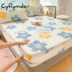 Cyflymder Waterproof Fitted Sheet Non-slip Winter Warm Mattress Cover Protector Bedding Bedroom Home King Queen Size