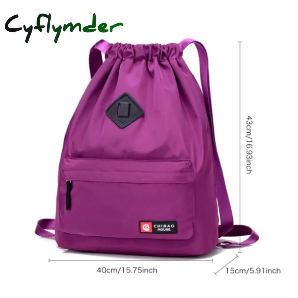 Cyflymder Waterproof Gym Bag Women Girls Sports Travel Drawstring Outdoor Backpack For Training