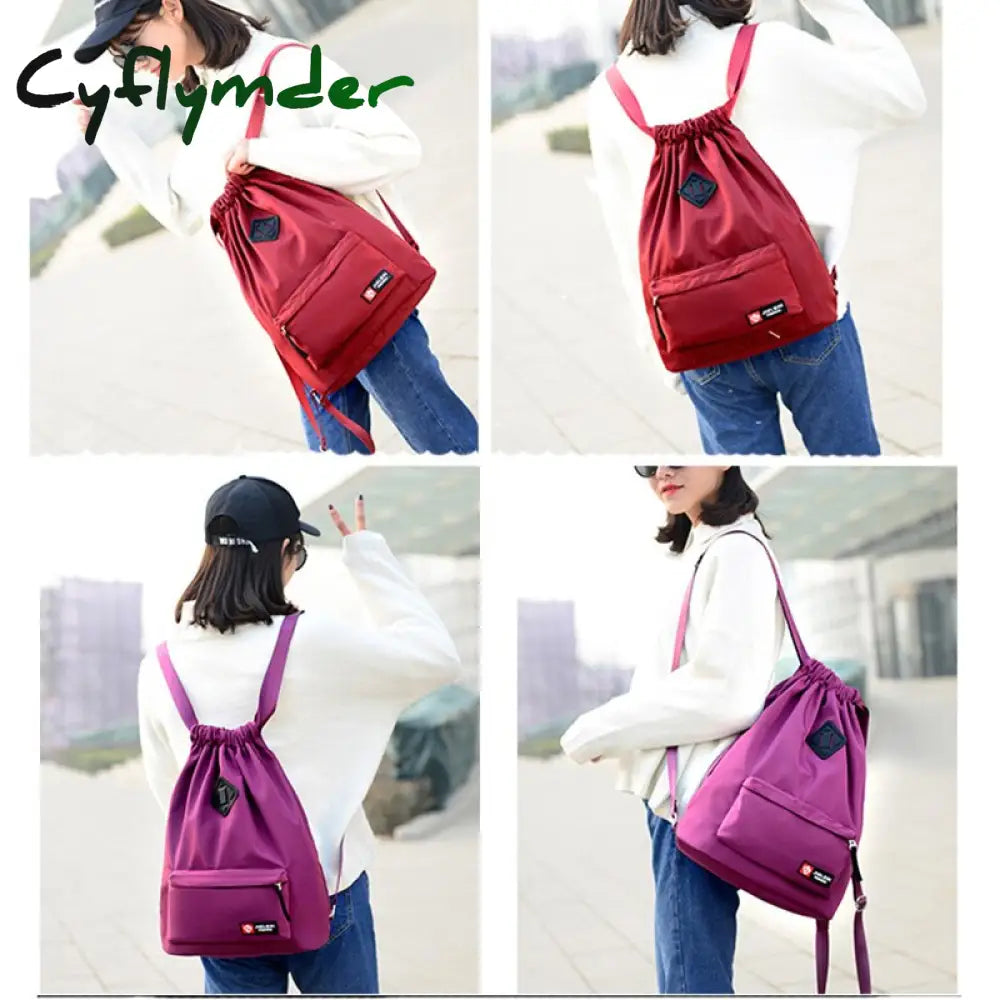 Cyflymder Waterproof Gym Bag Women Girls Sports Travel Drawstring Outdoor Backpack For Training