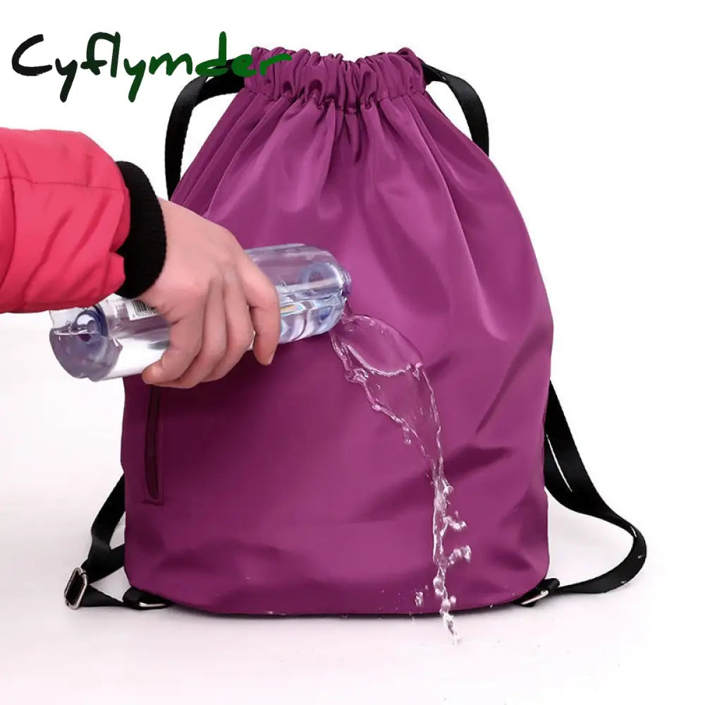 Cyflymder Waterproof Gym Bag Women Girls Sports Travel Drawstring Outdoor Backpack For Training