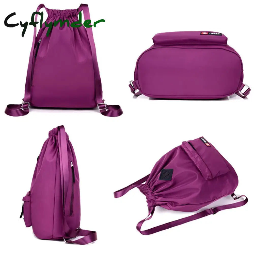 Cyflymder Waterproof Gym Bag Women Girls Sports Travel Drawstring Outdoor Backpack For Training