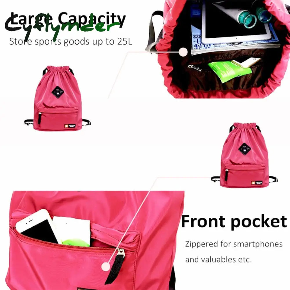 Cyflymder Waterproof Gym Bag Women Girls Sports Travel Drawstring Outdoor Backpack For Training