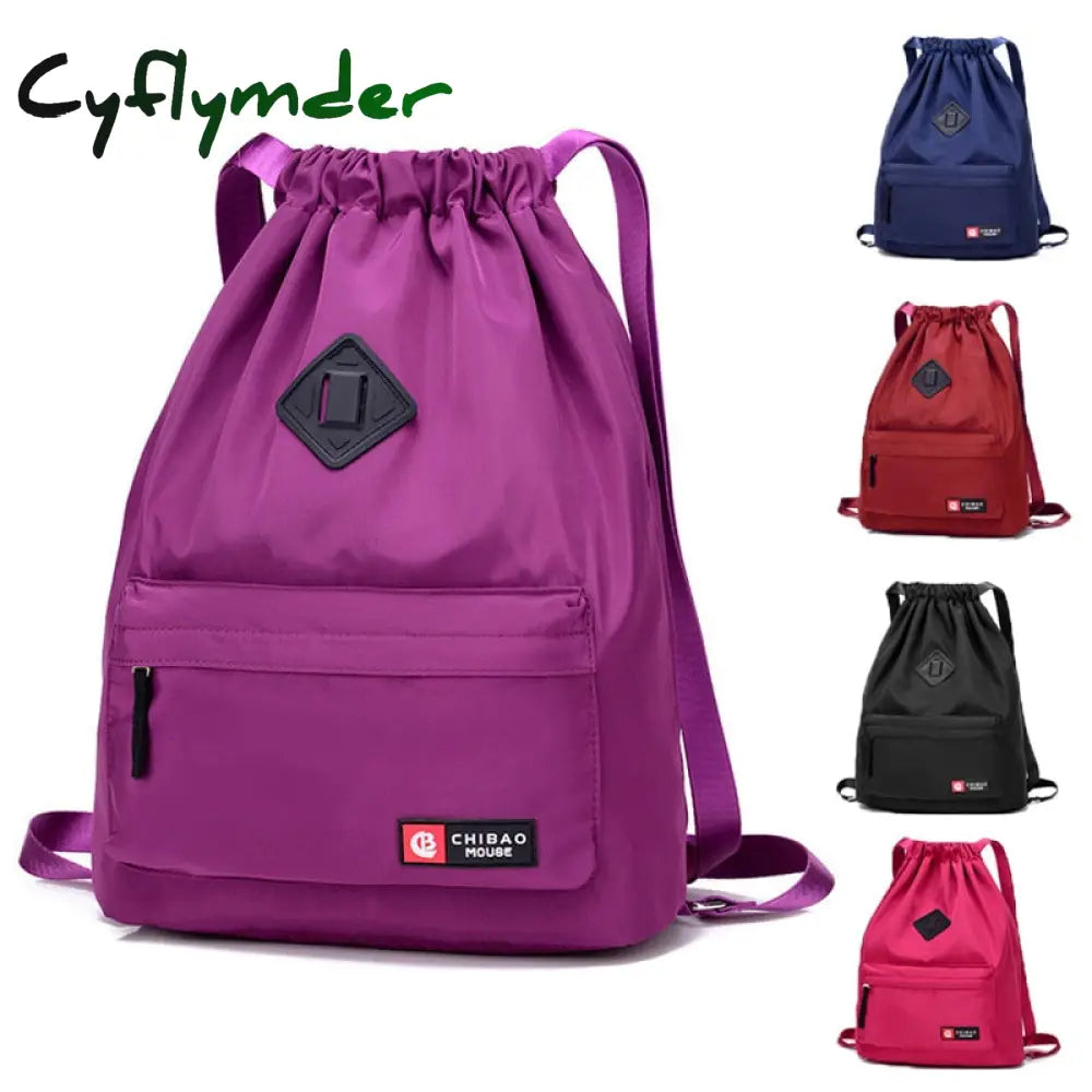 Cyflymder Waterproof Gym Bag Women Girls Sports Travel Drawstring Outdoor Backpack For Training