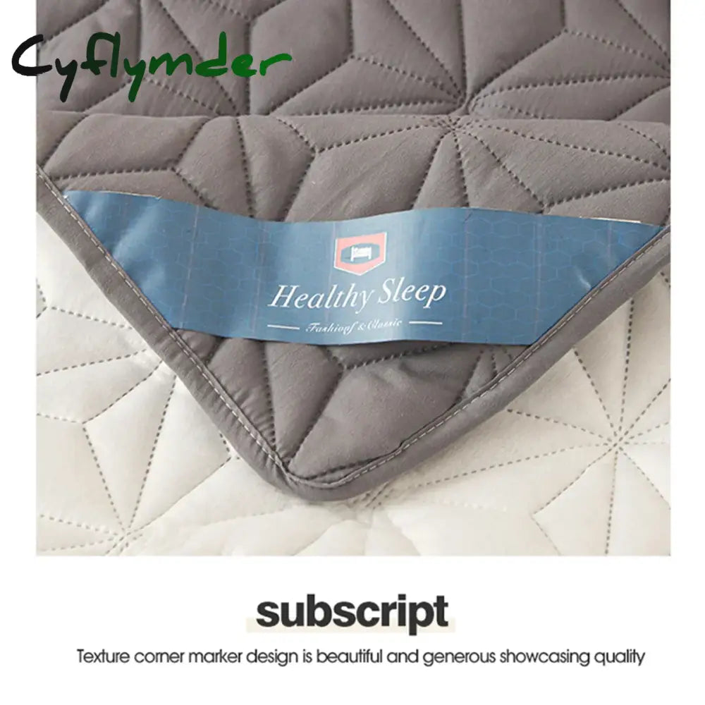 Cyflymder Waterproof Mattress Topper with Elastic Band Quilted Protector Pad Bedspread Winter Mattress Cover for