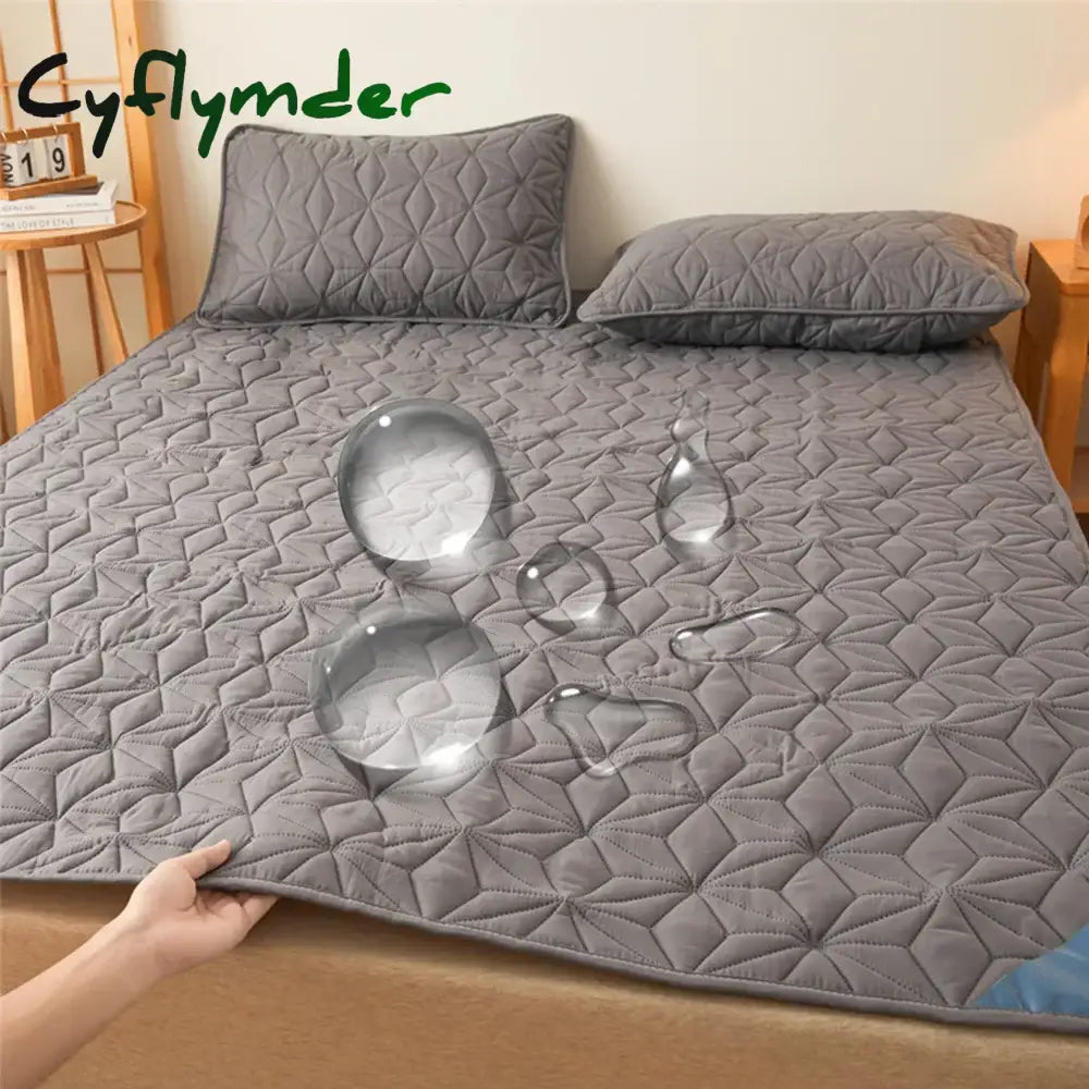 Cyflymder Waterproof Mattress Topper with Elastic Band Quilted Protector Pad Bedspread Winter Mattress Cover for