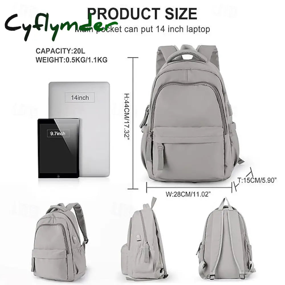 Cyflymder Waterproof Nylon Backpack With Usb Charging Port For School And Travel - Stylish Durable