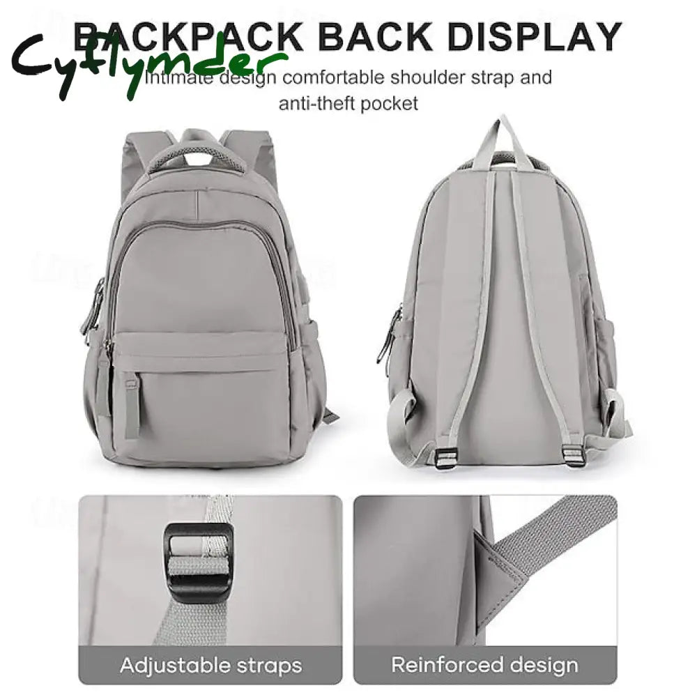 Cyflymder Waterproof Nylon Backpack With Usb Charging Port For School And Travel - Stylish Durable